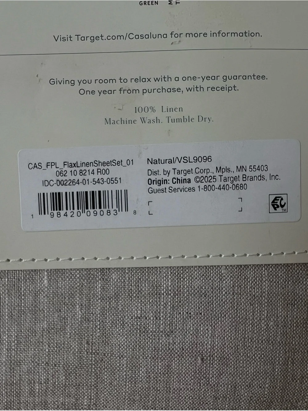 CASALUNA FULL Linen Sheet Set - Natural
